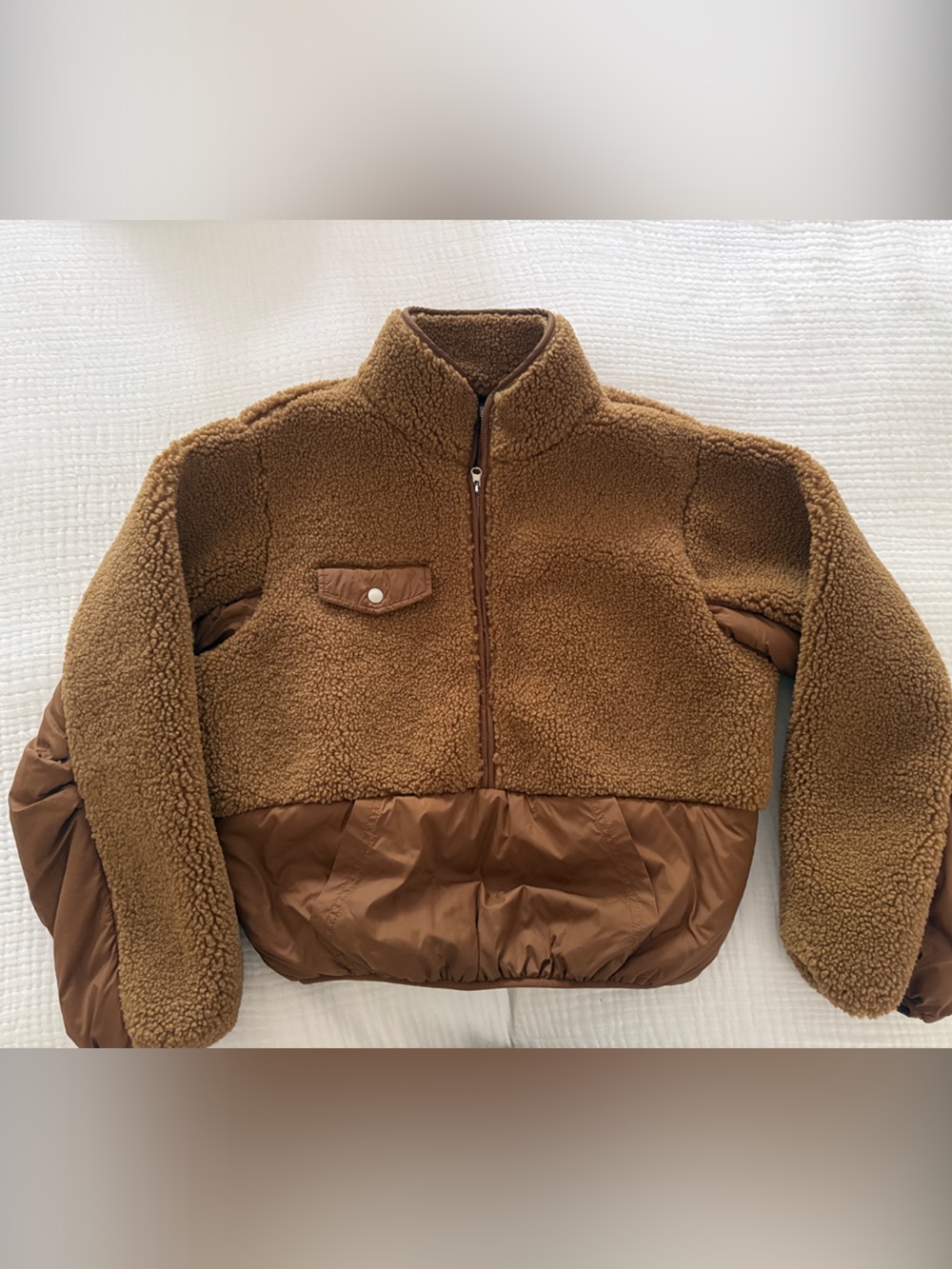 Frame Denim Chestnut Sherpa Bomber Jacket